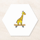 Grappig Giraffe Lover Giraffe Skateboard Kartonnen Onderzetters (Voorkant)