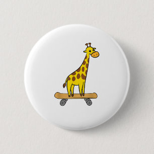 Grappig Giraffe Lover Giraffe Skateboard Ronde Button 5,7 Cm