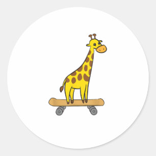 Grappig Giraffe Lover Giraffe Skateboard Ronde Sticker