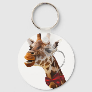 Grappig Giraffe met Bowtie en Monocle Sleutelhanger