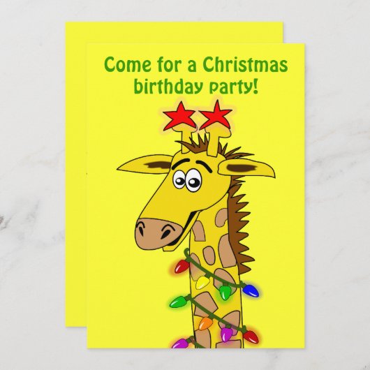 Grappig Giraffe met lichtflitskerst Kaart (Voorkant / Achterkant)