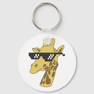 Grappig giraffe met zonnebrillen sleutelhanger