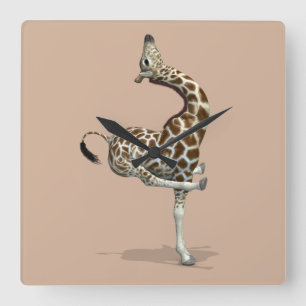 Grappig Giraffe Vierkante Klok