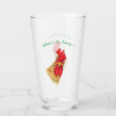 Grappig Glas met Verrassde Haan - Aangepaste Tekst (Achterkant)