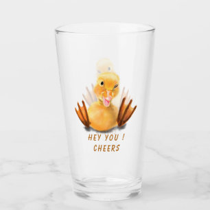 Grappig glazen cadeau met Happy Playful Duck - Pro