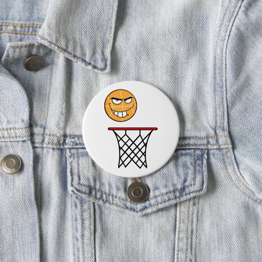 Grappig Glimmend Basketbal Gezicht Dunking Ronde Button 7,6 Cm (In situ)