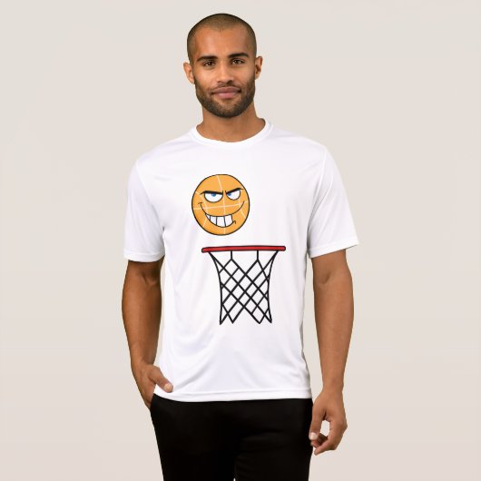 Grappig Glimmend Basketbal Gezicht Dunking T-shirt (Voorkant volledig)