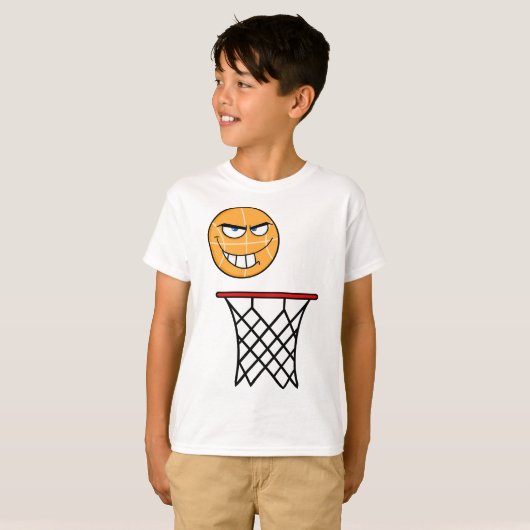 Grappig Glimmend Basketbal Gezicht Dunking T-shirt (Voorkant volledig)