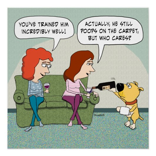 Grappig goed opgeleide wijn-serving hond perfect poster (Voorkant)