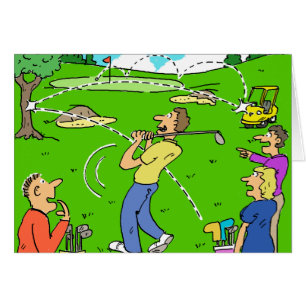 Grappig Golf Afbeelding. Freak Golf Shot Rebounds