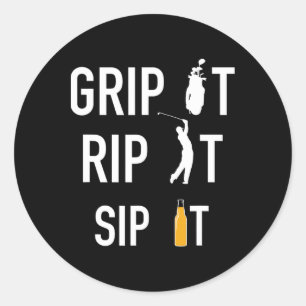 Grappig golf en bier greep het rip het sip it gift ronde sticker
