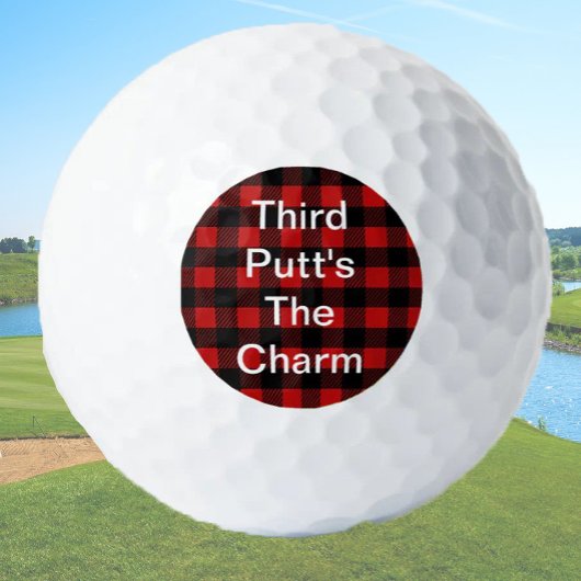 Grappig Golf Gift Derde putt is de charme rode pla Golfballen