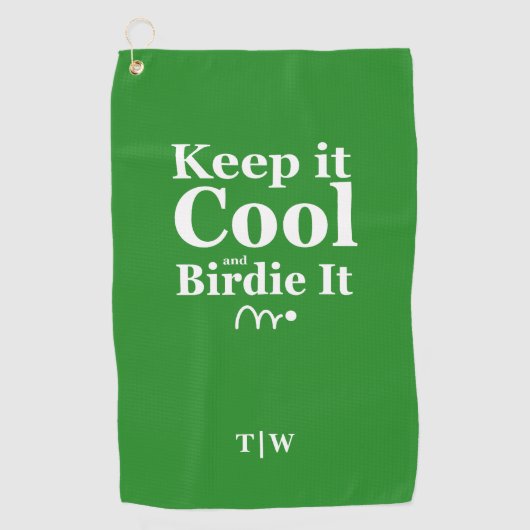 Grappig Golf Quote Houd het koel en Birdie het Golfhanddoek (Voorkant)