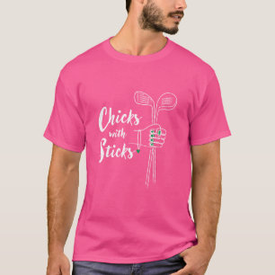 Grappig Golf Shirt voor Vrouwen - Chicks With Stic