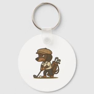 Grappig golfer cadeau � Dachshund op de tee Sleutelhanger