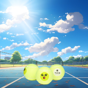 Grappig goofy gezicht tennisballen