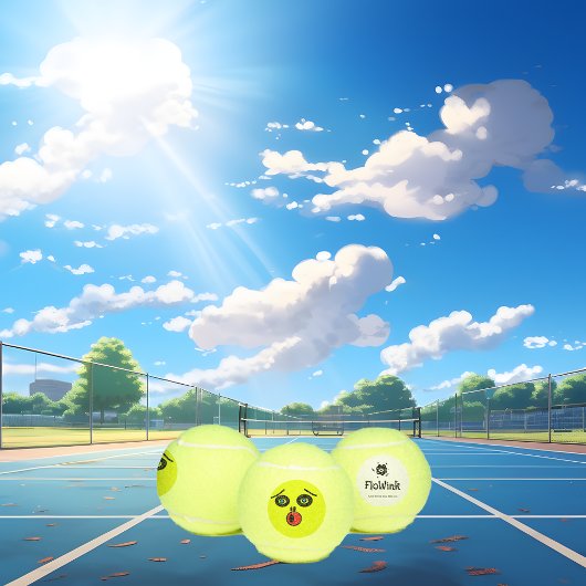 Grappig goofy gezicht tennisballen