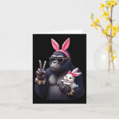 Grappig Gorilla Bunny Cool Easter, Schattige &amp; Kaart (Gele Bloem)