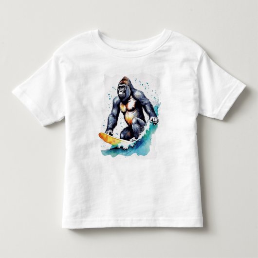 Grappig gorilla surfen kinder shirts (Voorkant)