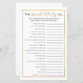 Grappig graduation Party Game - Meest waarschijnli (Voorkant / Achterkant)