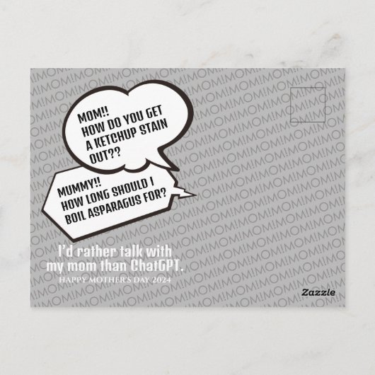 Grappig grappen Moederdag dank u kaarten (Achterkant)