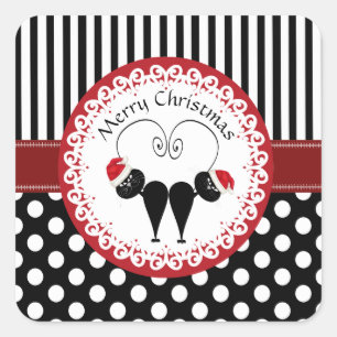 Grappig grappig kerstman kattenpaar vierkante sticker