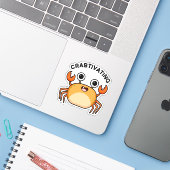 Grappig grappig krab Pun Sticker (Laptop met iPhone)