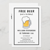 Grappig Gratis Biergrap Eenvoudig Man 100e Verjaar Kaart (Voorkant / Achterkant)