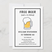 Grappig Gratis Biergrap Eenvoudig Man 80ste Verjaa Kaart (Voorkant)