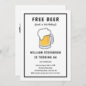 Grappig Gratis Biergrap Eenvoudig Man 80ste Verjaa Kaart (Voorkant / Achterkant)
