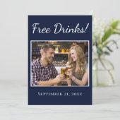 Grappig Gratis Drank Script Bruiloft Bewaar De Dat Save The Date (Staand voorkant)