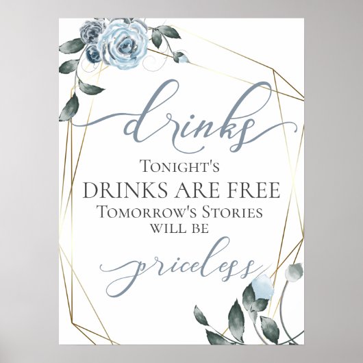 Grappig Gratis Dranken Bar Menu Bord Poster (Voorkant)