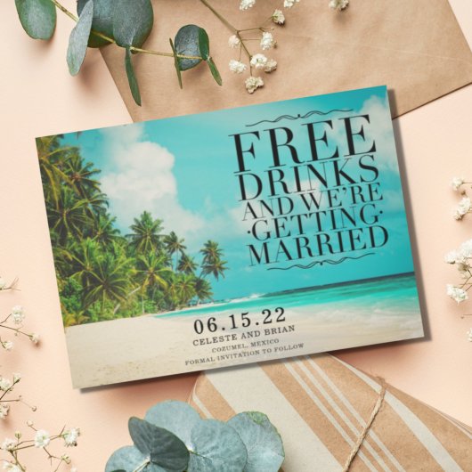 Grappig Gratis Dranken Paradijs Strand Bewaar de D Save The Date
