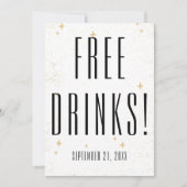 Grappig Gratis Drinken Gouden Sparkle Bruiloft Save The Date (Voorkant)