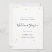 Grappig Gratis Drinken Gouden Sparkle Bruiloft Save The Date (Achterkant)