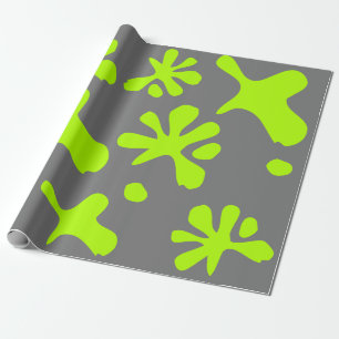 Grappig grijs en neongroen slijmpatroon, leuk en l cadeaupapier