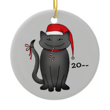Grappig grijs Kerst kat