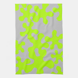 Grappig grijs neongroen slijmpatroon modern theedoek