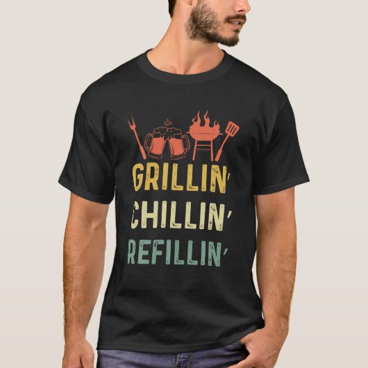 Grappig Grill Papa Grillen Chilling T-shirt (Voorkant)