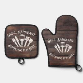 Grappig Grillcadeau voor mannen: Grill Sargeant Ovenwant & Pannenlap Set
