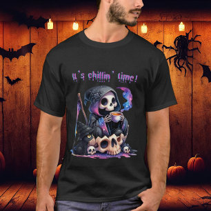 Grappig Grim Reaper Schedel Skelet Het is Chillin  T-shirt