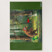 Grappig groen beer golf legpuzzel (Verticaal)