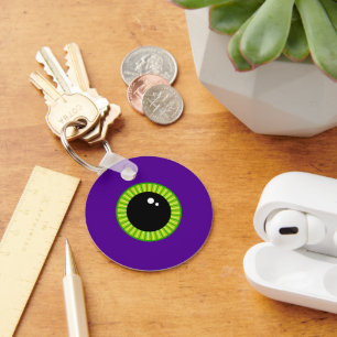 Grappig groen en Paarse Monster Eyeball Sleutelhanger