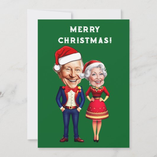 Grappig groen en rood kerstkarikatuur paar (Voorkant)