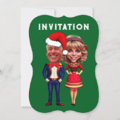 Grappig groen en rood kerstkarikatuur paar kaart (Voorkant)