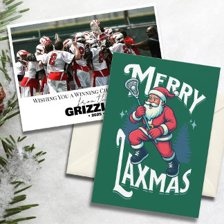Grappig Groen Gelukkig Laxmas Lacrosse Team Kerstm Feestdagenkaart