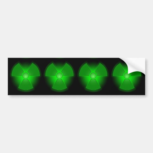Grappig groen gloeiend radioactiviteitssymbool bumpersticker (Voorkant)