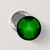 Grappig groen gloeiend radioactiviteitssymbool ronde button 3,2 cm (Voorkant /achterkant)