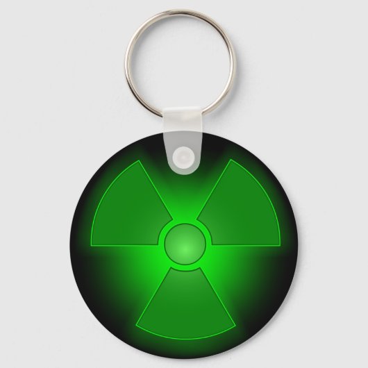 Grappig groen gloeiend radioactiviteitssymbool sleutelhanger (Voorkant)
