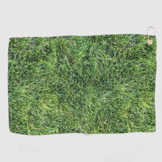 Grappig groen gras, echt fototextuurpatroon leuk golfhanddoek (Horizontaal)